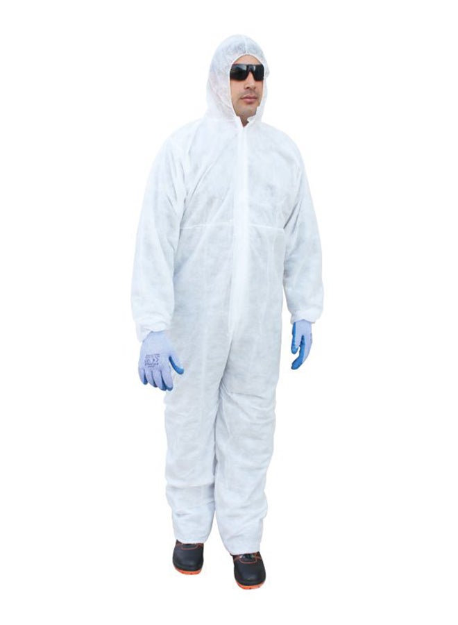 Vaultex - Disposable 50 GSM Coverall Protective Suit With Elasticated Hood White Large - Image 1
