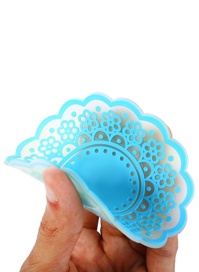 Silicone  Flower Cup Coaster Blue 10x10x0.5cm  - Image 3