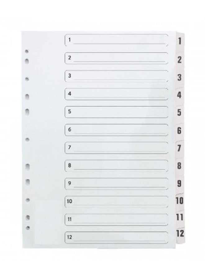 Deluxe Amt 20-Piece Index Divider With Number Grey 