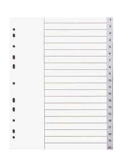 Deluxe Amt 20-Piece Index Divider With Number Grey 