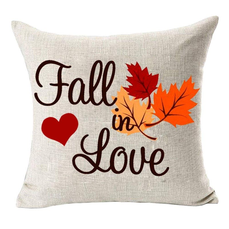 Happy Thanksgiving Decorative Pillow Cover cotton Beige 18x18inch  - Image 1