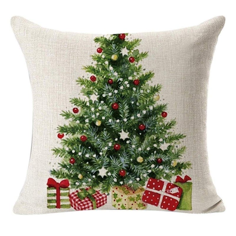 Christmas Decorative Pillow Cover cotton Beige 18x18inch  - Image 1