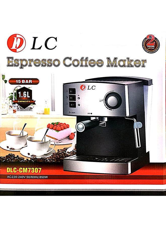 دي إل سي  ماكينة صنع قهوة سعة 1.6 لتر 1.6 L 850 W CM7307 أسود/فضي 