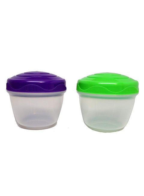 2-Piece Yogurt Container Set Green/Purple/Clear