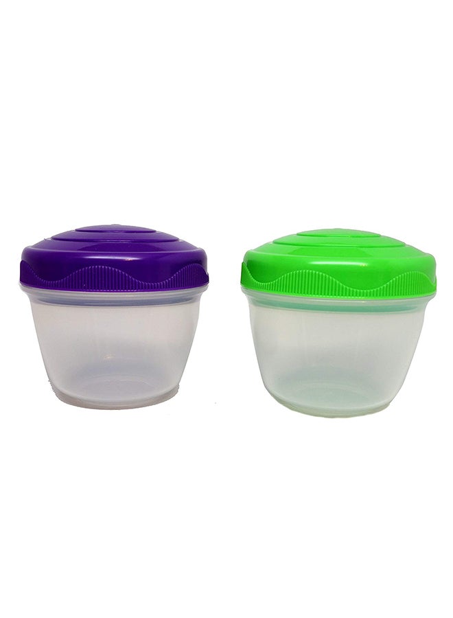 sistema - 2-Piece Yogurt Container Set Green/Purple/Clear - Image 1