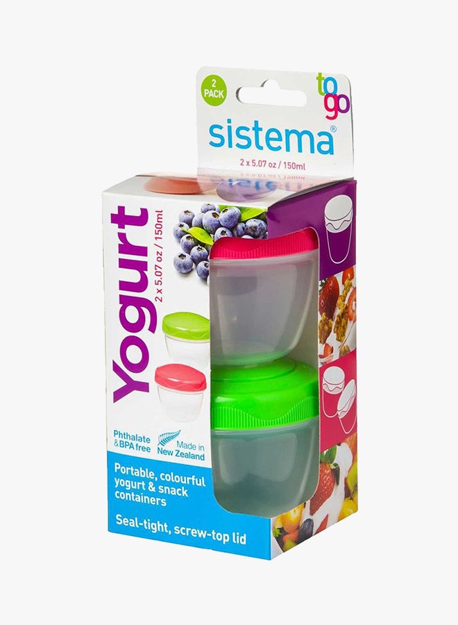 سيستيما طقم أوعية حفظ حليب الزبادي مكون من قطعتين وردي/شفاف/أزرق - Image 4