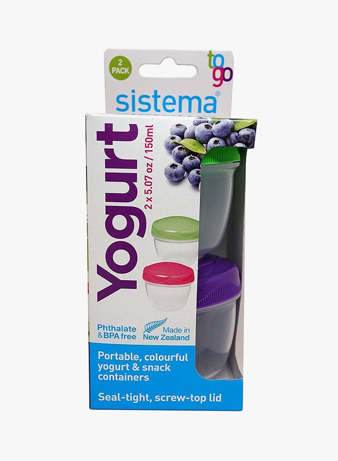 sistema - 2-Piece Yogurt Container Set Green/Purple/Clear - Image 1