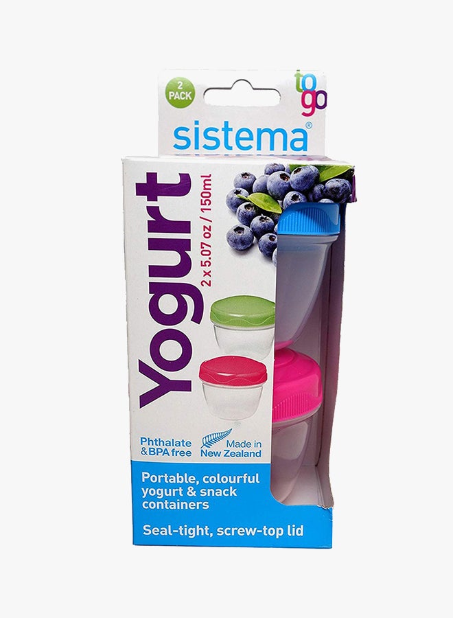 سيستيما طقم أوعية حفظ حليب الزبادي مكون من قطعتين أزرق/شفاف - Image 3