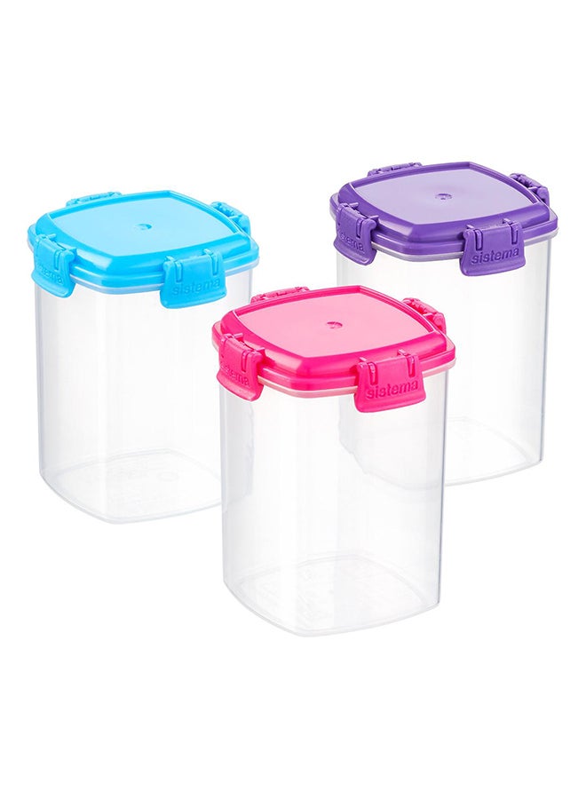 سيستيما طقم أوعية حفظ الطعام نيك ناك مكون من 3 قطع وردي/أرجواني/شفاف - Image 1