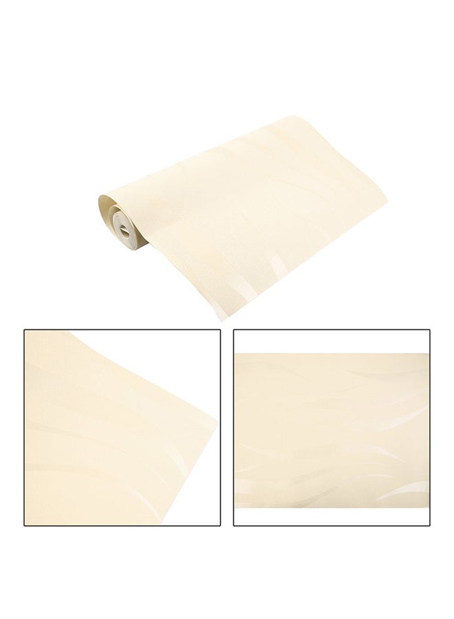 OUTAD 3D Wave Flocking Wallpaper Beige 10meter  - Image 5