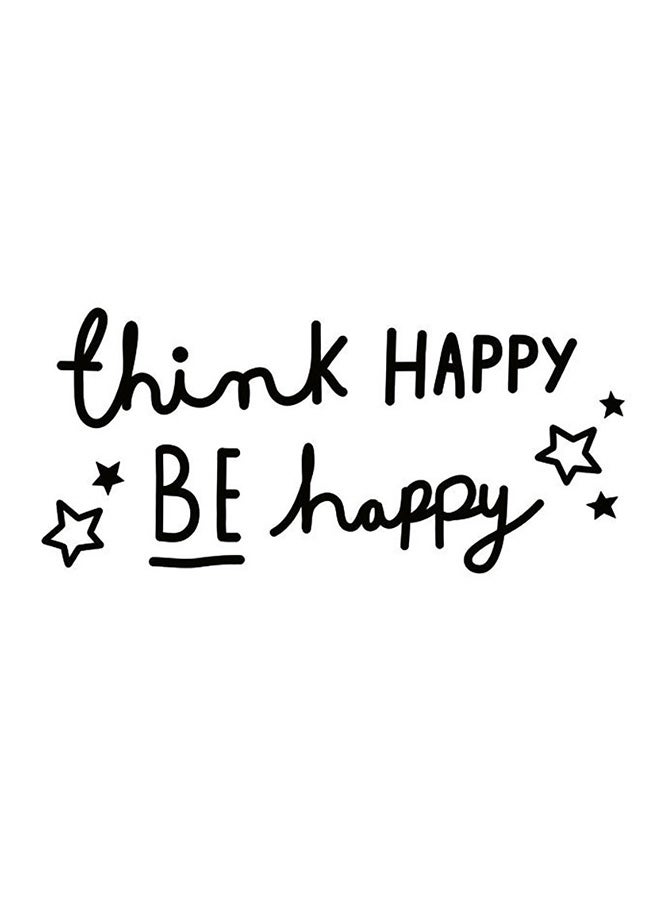 ملصق جداري مطبوع عليه عبارة "Think Happy Be Happy" أسود/ أبيض 26x56سم