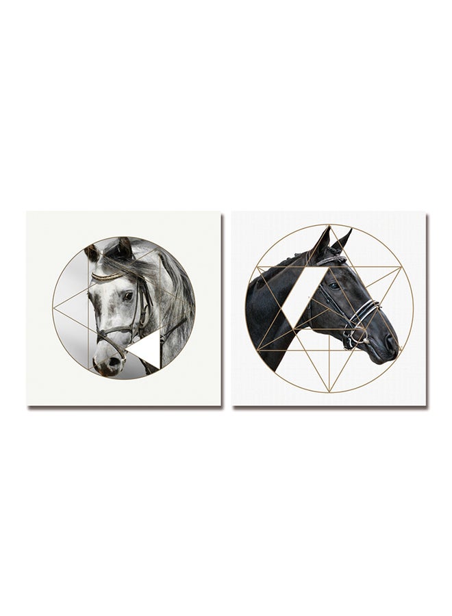 UNIVERSAL 2-Piece Horse Heads Print Canvas Wall Painting DYC 10062 Multicolour 30.00 x 30.00 x 4.00cm - Image 1