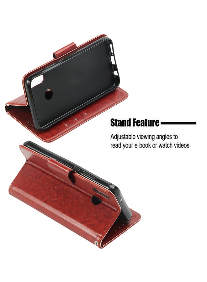 Flip Case Cover For Huawei Nova 3e Brown