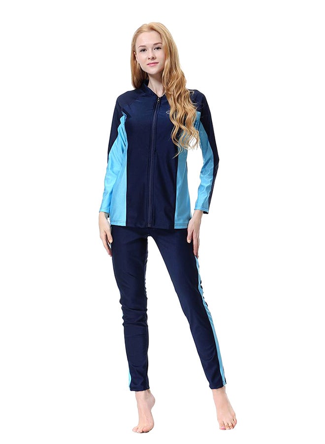 Generic - 3-Piece Long Sleeve Swimsuit Set With Cap Blue - Image 1