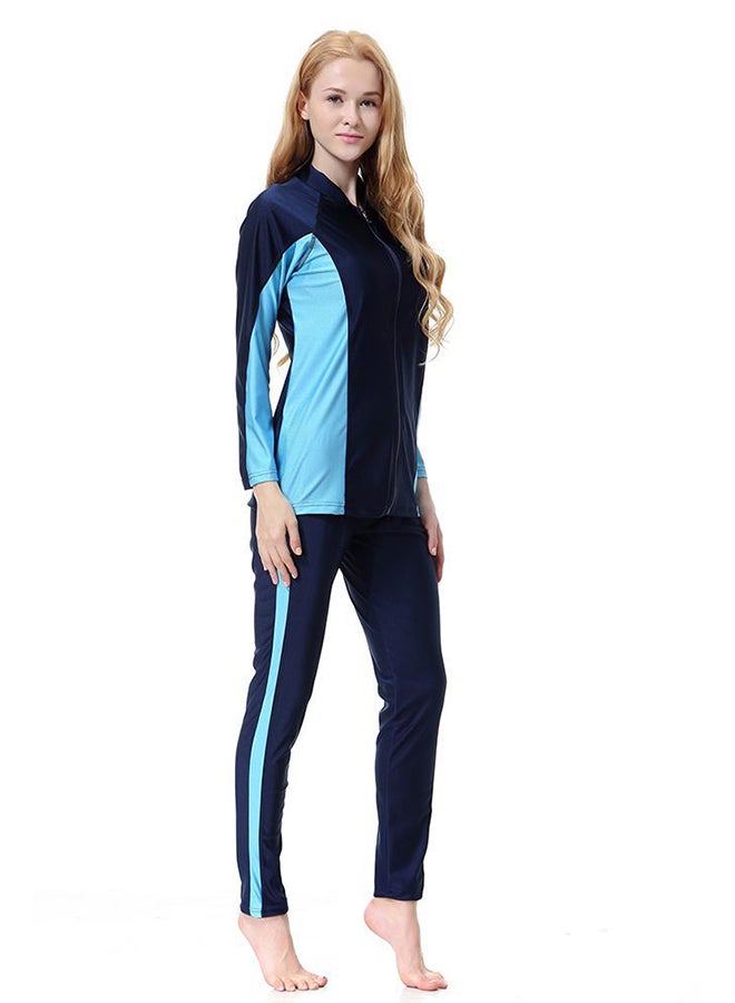 Generic - 3-Piece Long Sleeve Swimsuit Set With Cap Blue - Image 1