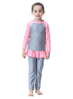 Generic Fast Dry Round Neck Swimsuit Grey/Pink  - Image 1