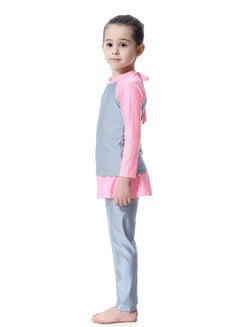 Generic Fast Dry Round Neck Swimsuit Grey/Pink  - Image 3