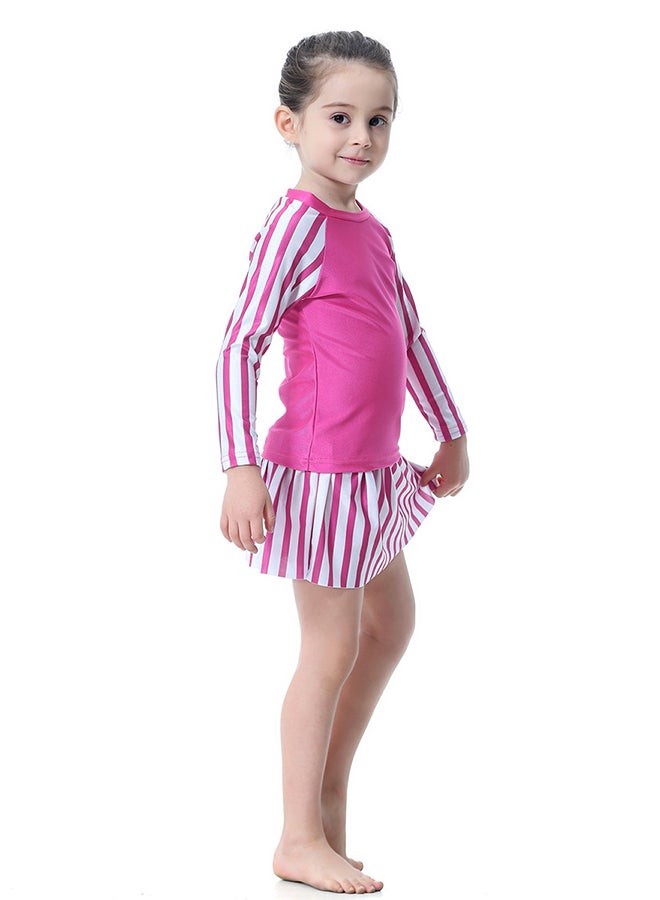 2-Piece Long Sleeve Split Swimsuit Pink/White - v1539657126/N18544333V_3