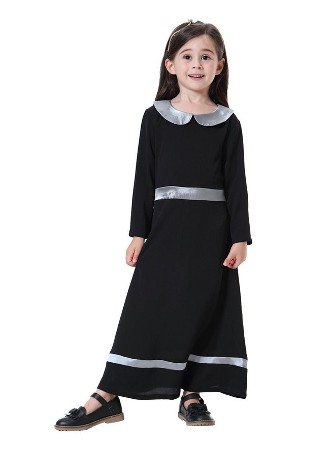 عباية طويلة وبأكمام طويلة أسود/فضي  - Image 1
