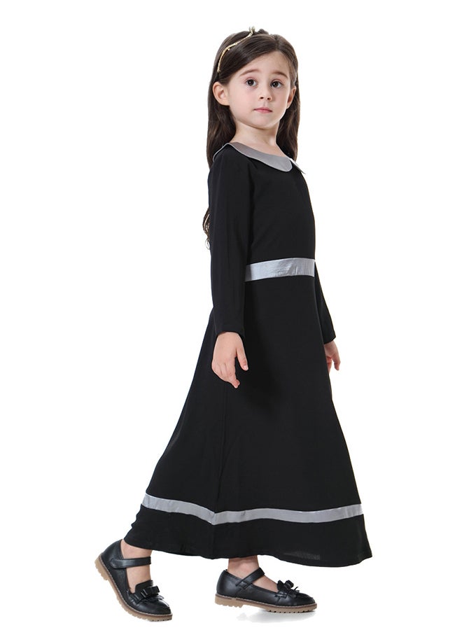 عباية طويلة وبأكمام طويلة أسود/فضي  - Image 3