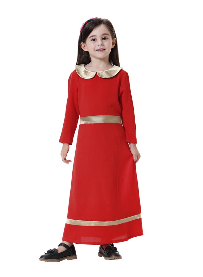عباية طويلة وبأكمام طويلة أحمر/ذهبي - Image 1