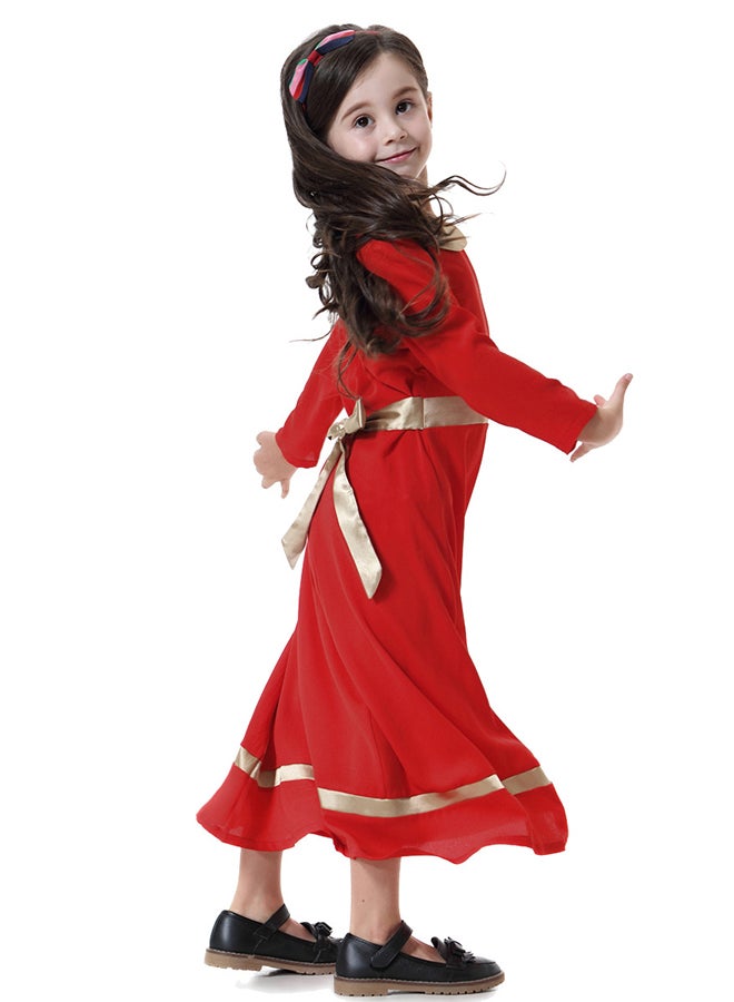 عباية طويلة وبأكمام طويلة أحمر/ذهبي - Image 3