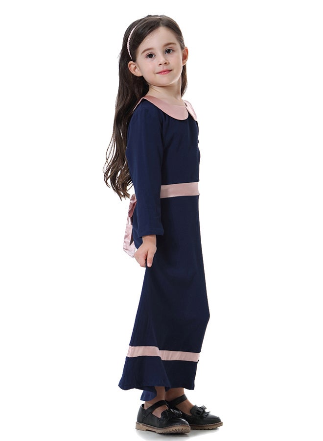 عباية طويلة وبأكمام طويلة أزرق داكن/وردي - Image 3