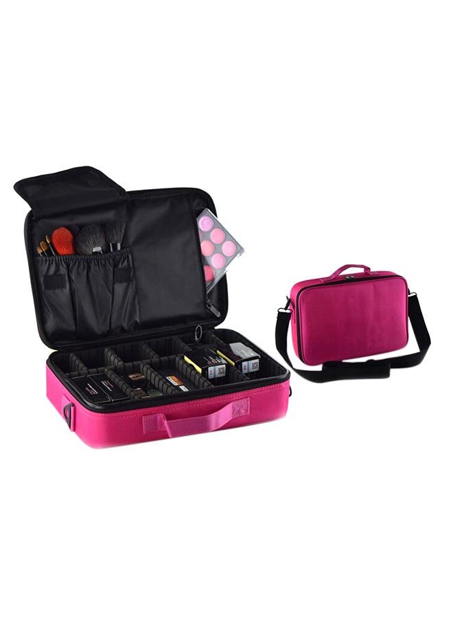 حقيبة منظم مكياج متعددة الوظائف وردي