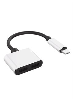 2-In-1 Female Audio Jack/Charging To Male Lightning Adapter Silver/Black