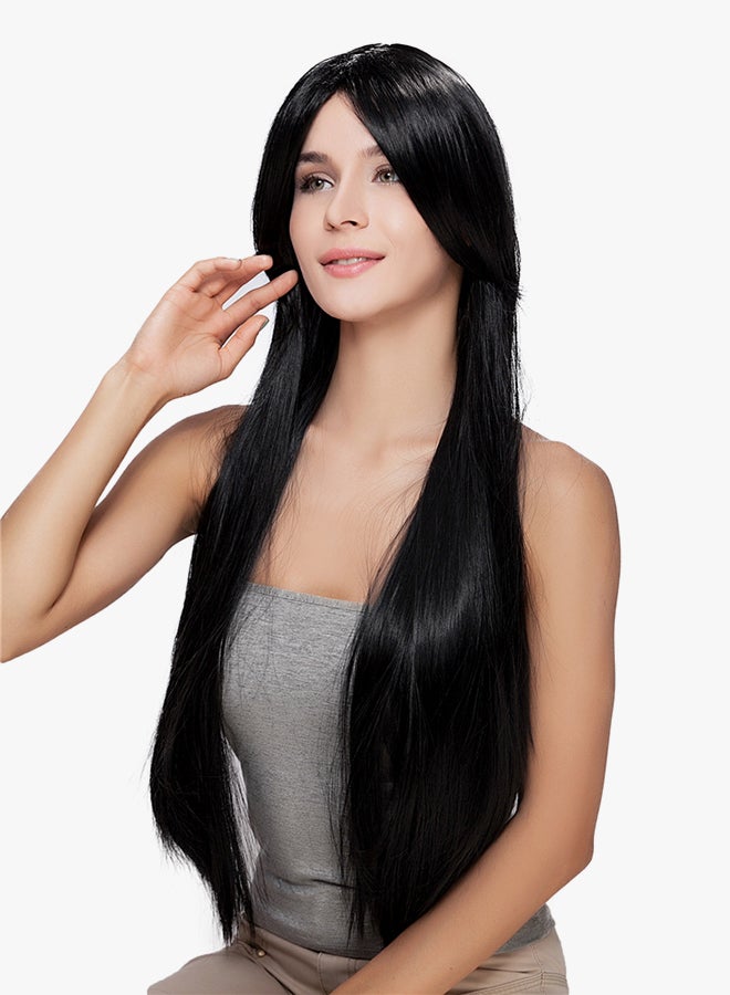 Long Straight Hair Wig Black 301grams - Image 2