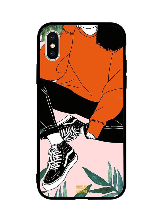 Moreau Laurent Protective Case Cover For Apple iPhone XS Black Shoes Orange Shirt Girl