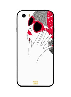 Protective Case Cover For Apple iPhone 5S Red And Black Girl Glass