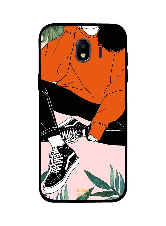 Moreau Laurent Protective Case Cover For Samsung Galaxy J4 Black Shoes Orange Shirt Girl