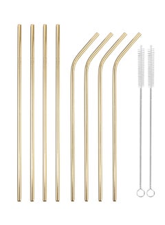 10-Piece Stainless Steel Drinking Straw Set Light Gold 26.7x0.6cm - v1539782719/N18675466A_1