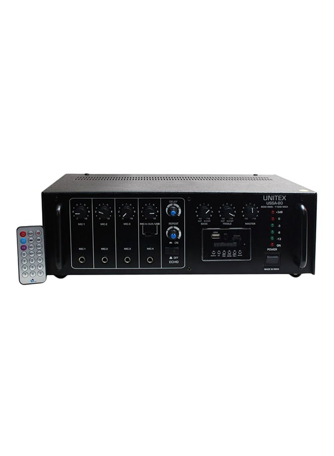 UniTex - Audio Amplifier With Remote Ussa-80Eu Black/Silver - Image 1
