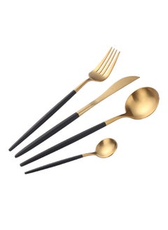 TD HOME 4-Piece Stainless Steel Cutlery Set Black / Gold  - Image 2