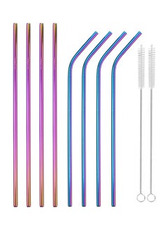 10-Piece Stainless Steel Drinking Straw Set Multicolor 26.7x0.6centimeter - v1539784766/N18675454A_1