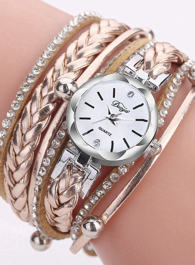 women Leather Analog Wrist Watch D203 - 25 mm -Golden - v1539786562/N19033765A_1