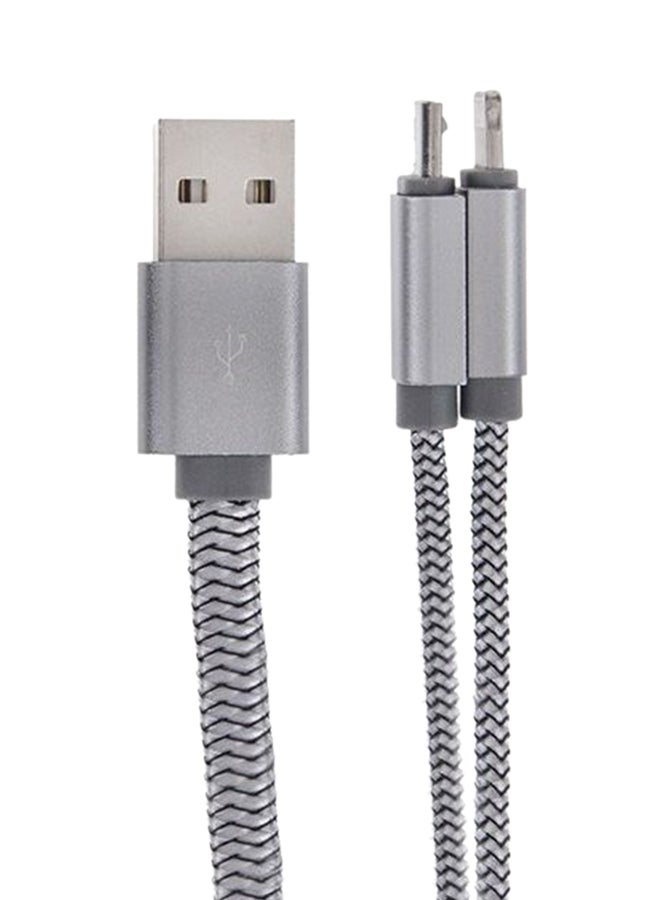 LDNIO 2-In-1 Data Sync Charging Cable Silver - Image 1