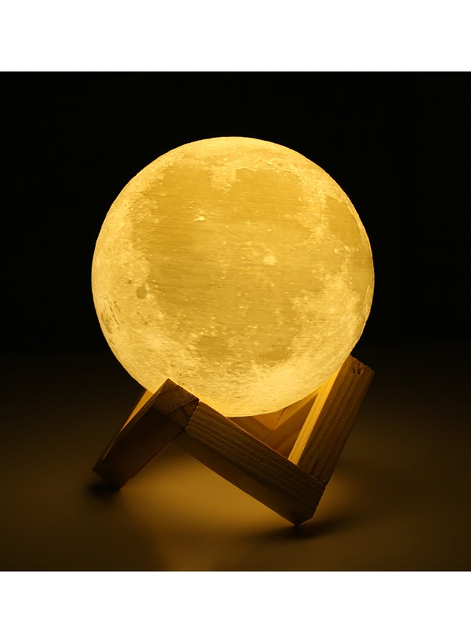 مصباح ليلي بطبعة ثلاثية الأبعاد على شكل القمر قابل لإعادة الشحن أبيض 12.5x12.5x12.5سم - Image 2