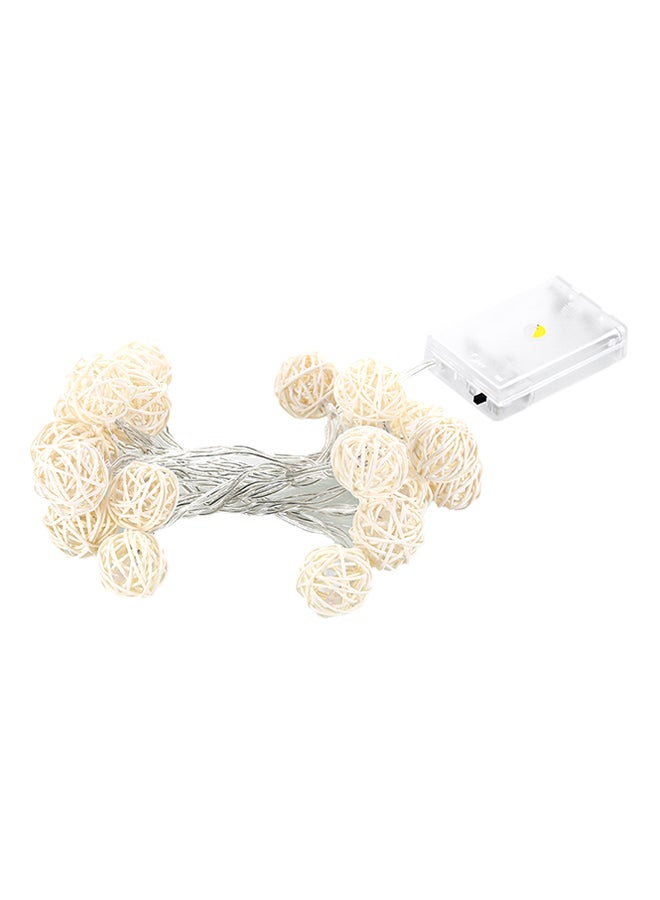 Generic 20 LED Globe Rattan Ball Fairy String Lights With Battery Warm White Light 22.5x6x17cm  - Image 1