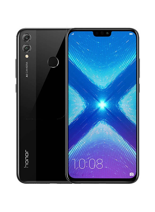 هونور هاتف 8X ثنائي الشريحة وبذاكرة سعتها 128 جيجابايت، مزود بخدمة 4G LTE، لون أسود - Image 1