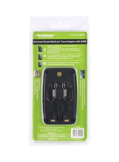 Terminator Universal Socket Multi Pin Travel Adapter With 4USB Charging Sockets 5V3.2A Black  - Image 3