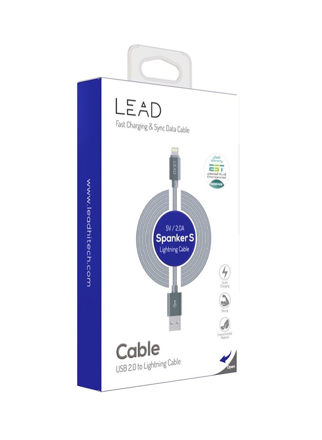 ليد كابل لايتنينغ سبانكر إس للشحن ومزامنة البيانات رمادي - Image 2