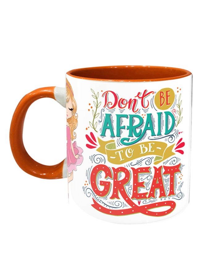 إمبريس مج قهوة مطبوع بعبارة "Be Yourself" برتقالي/ أبيض/ أحمر - Image 1