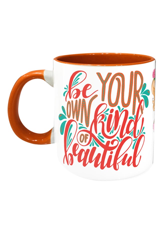 إمبريس مج قهوة مطبوع بعبارة "Be Yourself" برتقالي/ أبيض/ أحمر - Image 2
