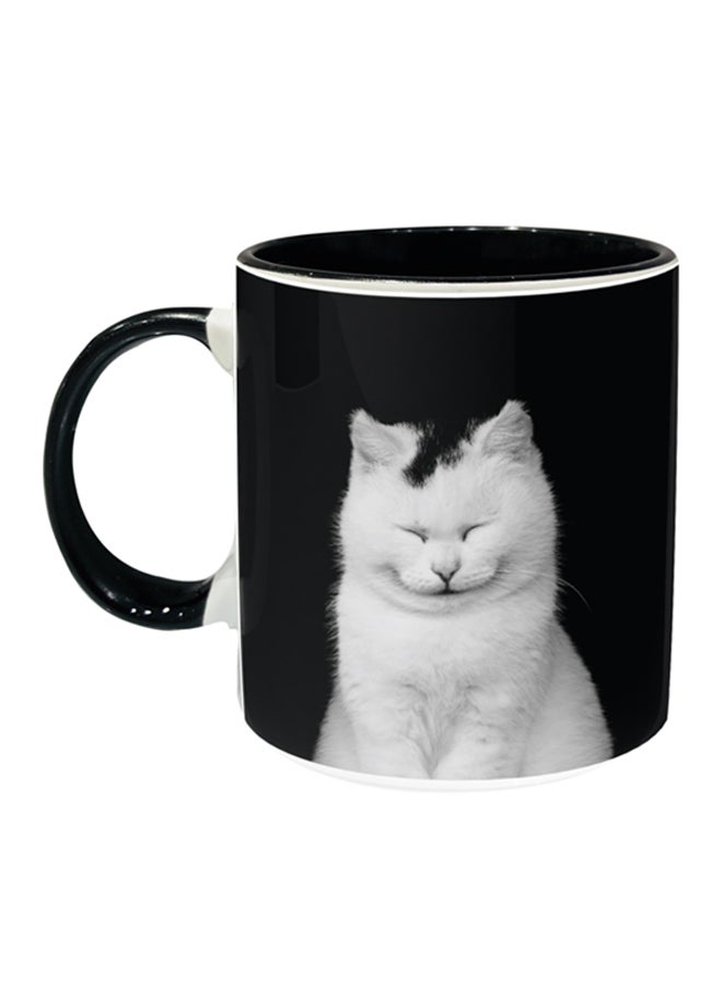 إمبريس مج قهوة مطبوع عليه قطة لطيفة أسود/ أبيض