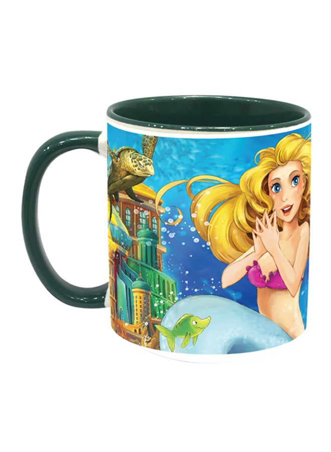 إمبريس مج قهوة بتصميم حورية بحر أخضر / أزرق/ أصفر