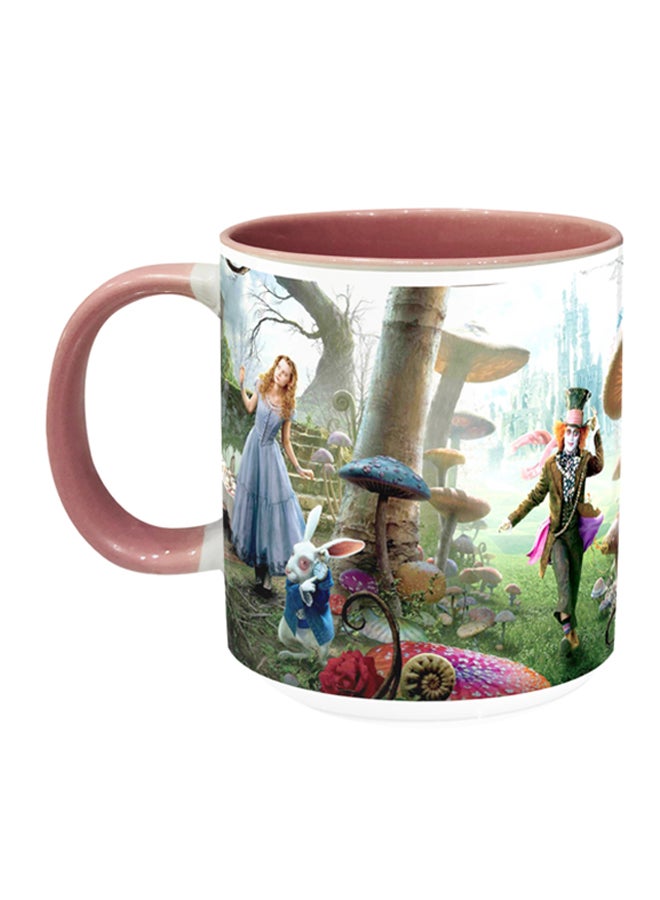 Alice In Wonderland Printed Coffee Mug Pink/Blue/Green
