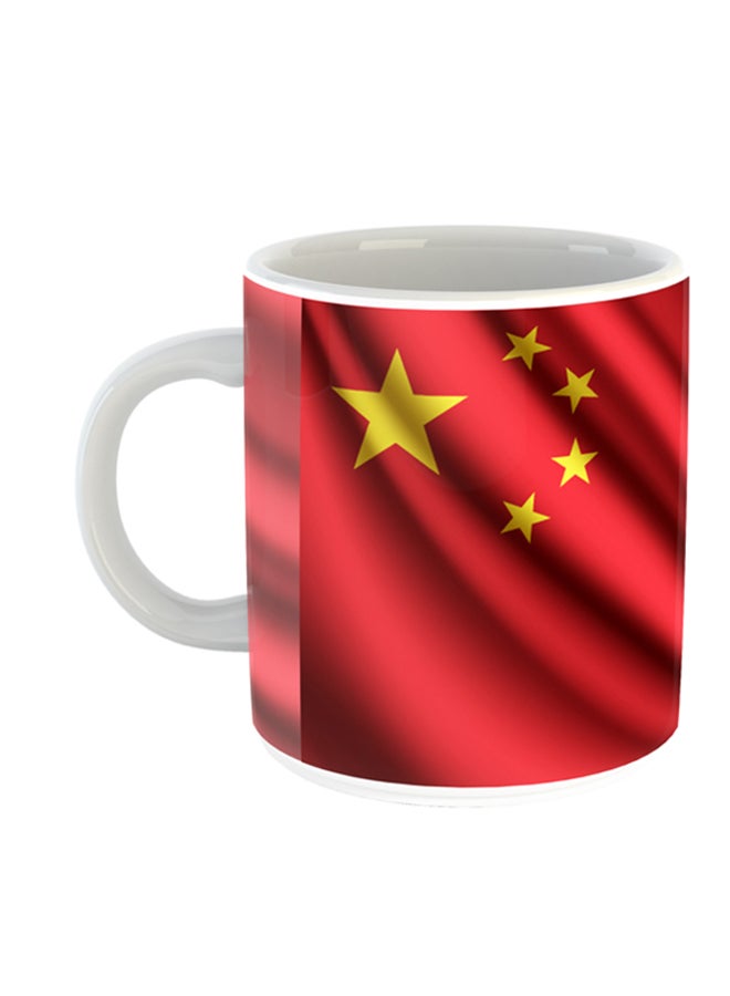 China Flag Printed Coffee Mug White/Red/Yellow